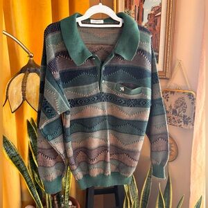 Vintage Arnold Palmer Knit Sweater Polo Pullover Retro Golf Grandpa Size Medium